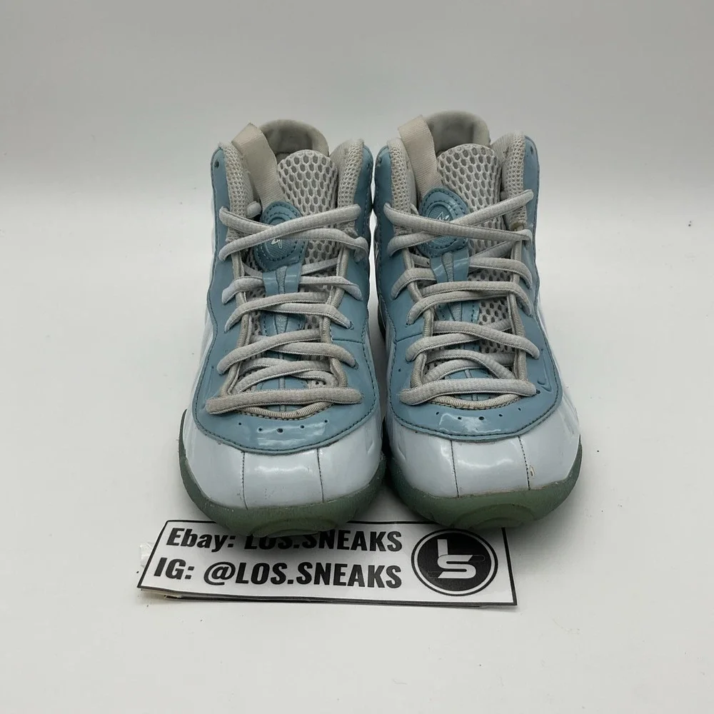 Nike Kids White & Light Blue Foamposite Sneakers